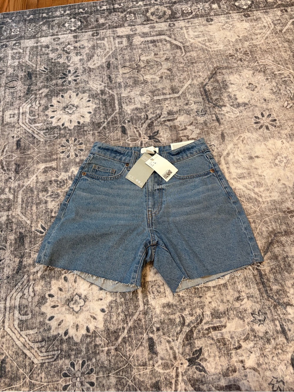 H&M Light Blue High-Rise Denim Cut-Off Shorts